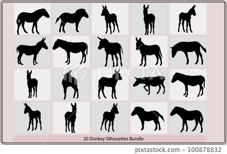 hand drawn silhouette of donkey Donkey Walking Silhouette donkey farm animal silhouettes Vector of the silhouette of a donkey hand drawn silhouette of donkey Donkey Walking Silhouette donkey farm animal silhouettes Vector of the silhouette of a donkey 100878832