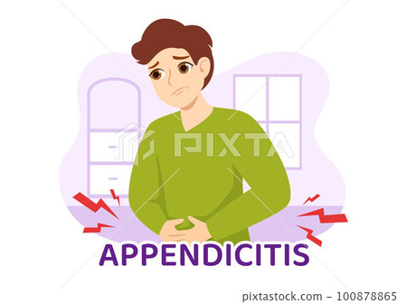 Appendicitis Illustration with Inflammation of the Appendix and Stomach Treatment in Healthcare Flat Cartoon Hand Drawn for Landing Page Templates Appendicitis Illustration with Inflammation of the Appendix and Stomach Treatment in Healthcare Flat Cartoon Hand Drawn for Landing Page Templates 100878865