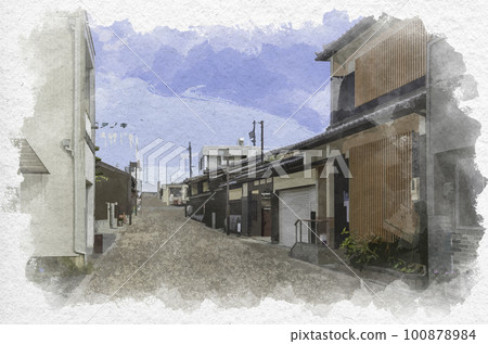 松阪商人的水彩風格松坂街景 三重縣松阪市 100878984