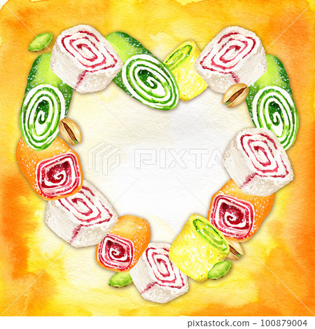 turkish delight, watercolor, confectionery 100879004