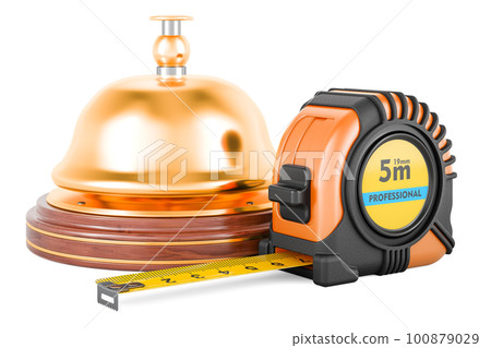 Reception bell with tape measure, 3D rendering 100879029