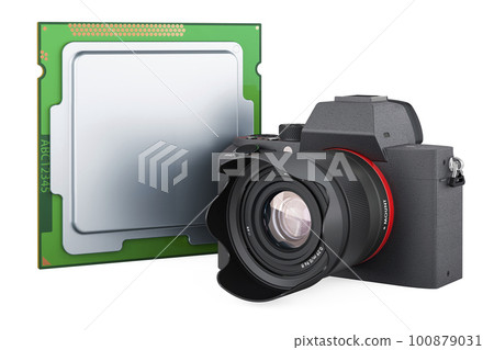 CPU with digital camera, 3D rendering 100879031