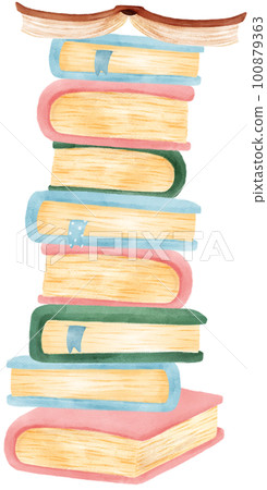 pile of cute watercolour sweet pastel modern closed book cartoon illustration pile of cute watercolour sweet pastel modern closed book cartoon illustration 100879363