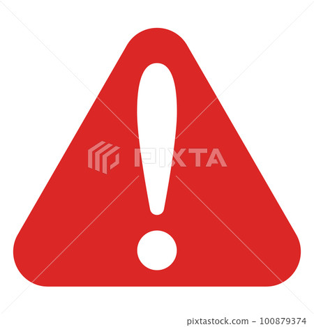 Icon error red triangle, digital button, alert warning caution sticker 100879374