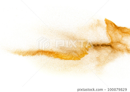 Brown sand explosion isolated on white background. Abstract sand cloud backdrop. Brown sand explosion isolated on white background. Abstract sand cloud backdrop. 100879829