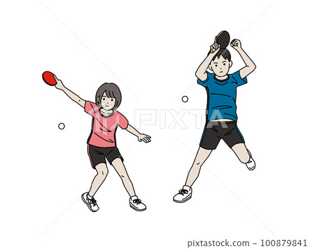 Table tennis club illustration of students practicing and playing Table tennis club illustration of students practicing and playing 100879841
