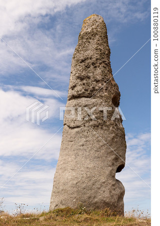 Menhir Cam Louis - megalithic monument in Brittany Menhir Cam Louis - megalithic monument in Brittany 100880119