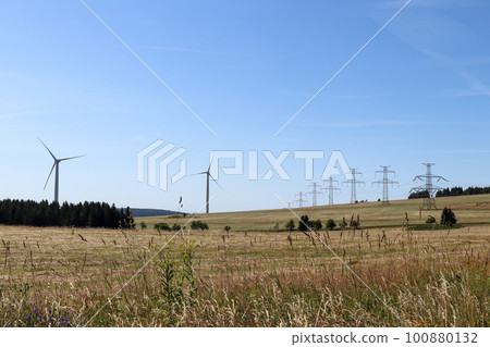 High voltage power lines and wind power plant 100880132