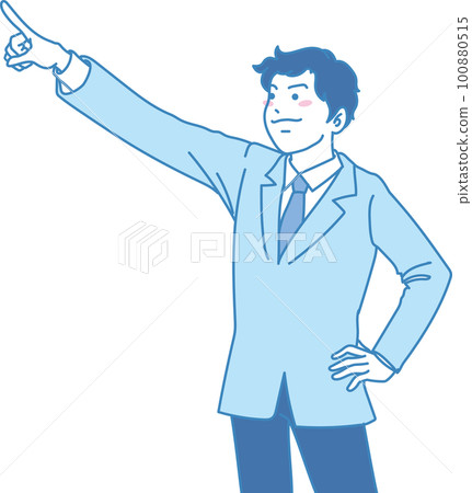 Aiming _ pointing _ student _ sharp expression _ pink blue _ male student pointing to the upper left Aiming _ pointing _ student _ sharp expression _ pink blue _ male student pointing to the upper left 100880515