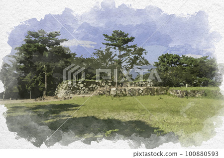 水彩風格 松坂 松阪城遺址 天守台 三重縣松阪市 水彩風格 松坂 松阪城遺址 天守台 三重縣松阪市 100880593