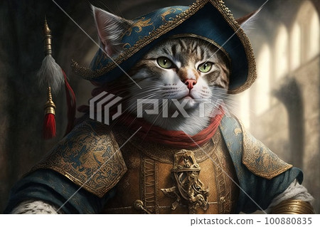 Adventurer conquistador conqueror spanish as cat famous historical character portrait illustration generative ai Adventurer conquistador conqueror spanish as cat famous historical character portrait illustration generative ai 100880835
