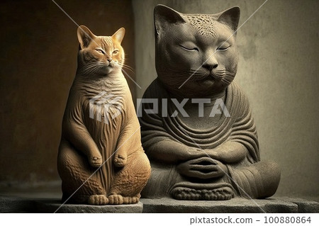 Cat as Buddha famous historical character portrait illustration generative ai Cat as Buddha famous historical character portrait illustration generative ai 100880864