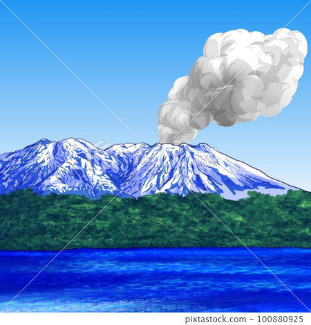 Kagoshima volcano Sakurajima covered with snow 100880925