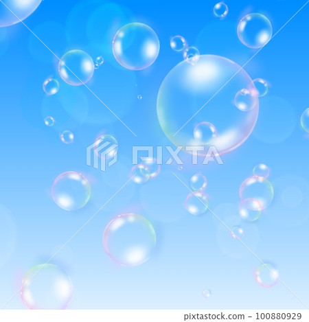 soap bubble illustration on blue background soap bubble illustration on blue background 100880929