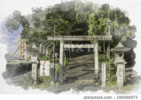 Watercolor-style Matsusaka Matsusaka Shrine Torii Gate Matsusaka City, Mie Prefecture 100880973