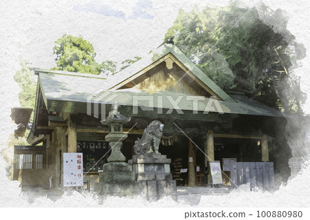 Watercolor style Matsusaka Matsusaka Shrine Worship Hall Matsusaka City, Mie Prefecture 100880980