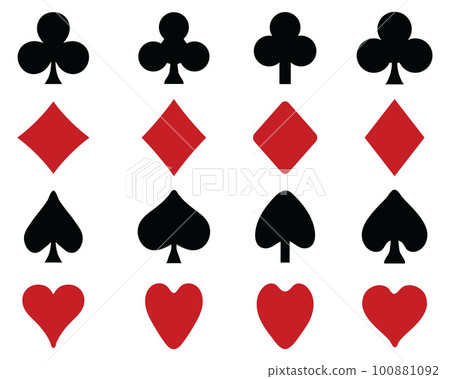 Set of playing card symbols on a white background Set of playing card symbols on a white background 100881092