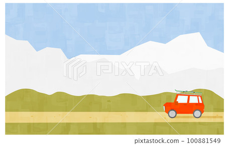 一輛滿載行李旅行的汽車和冬季風景背景 100881549