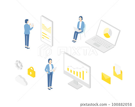 Various business scene isometric set 100882058