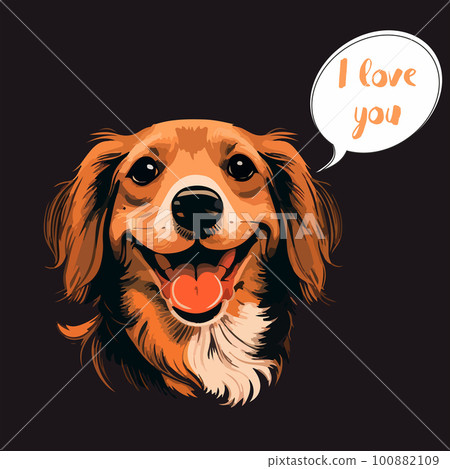 Cheerful, smiling dog. He says I love you. Drawing for a postcard or congratulations 100882109
