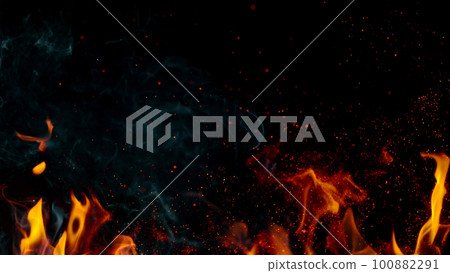 Fire flames isolated on black background Fire flames isolated on black background 100882291