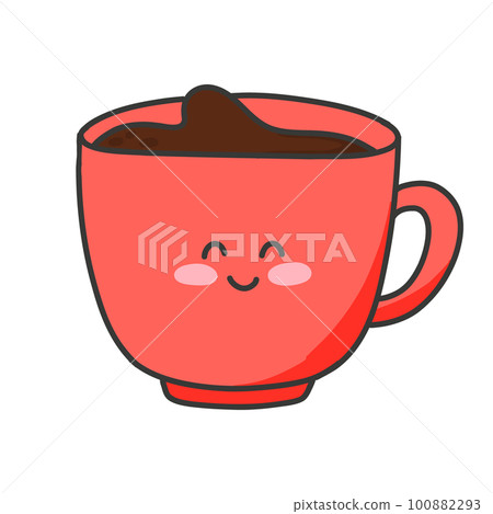 Coffee Mug Kawaii, Stock vector