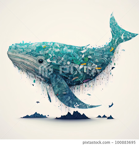 AI generated Whale made of garbage and plastic AI generated Whale made of garbage and plastic 100883695
