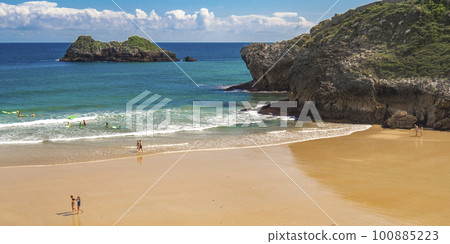Urban Beach of Celorio, Los Curas Beach, Palombina Beach, Celorio, Llanes, Spain Urban Beach of Celorio, Los Curas Beach, Palombina Beach, Celorio, Llanes, Spain 100885223