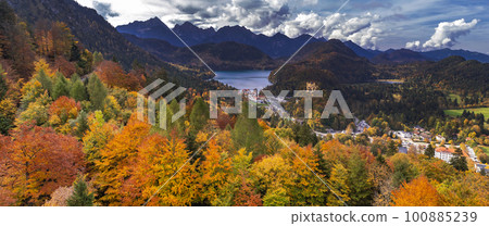 Hohenschwangau Castle View from Neuschwanstein Castle, Fussen, Germany 100885239