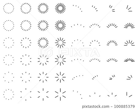 Illustration material: Simple sunburst, starburst, vector, sun symbol 100885379