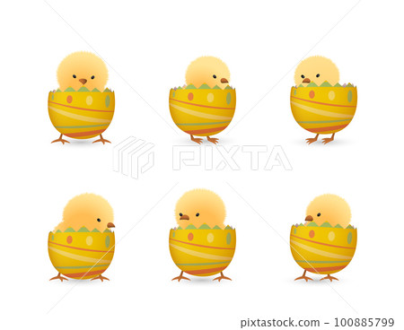 Chicks in broken line easter eggs bottom set Chicks in broken line easter eggs bottom set 100885799