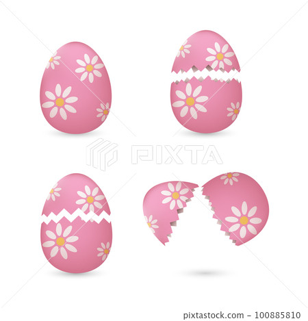 Cracked easter eggs with flowers set Cracked easter eggs with flowers set 100885810