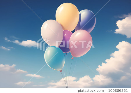 Balloon illustration floating in the blue sky 100886261
