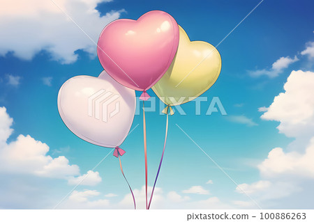 Balloon illustration floating in the blue sky 100886263