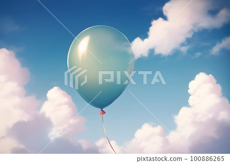 漂浮在藍天上的氣球插畫 100886265