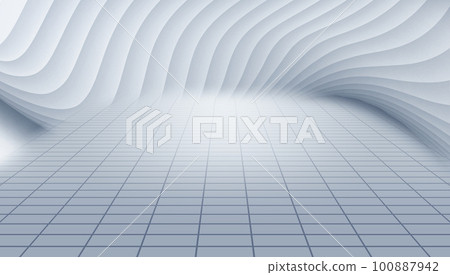 Silver gray curved abstract building and vertical ground background 100887942
