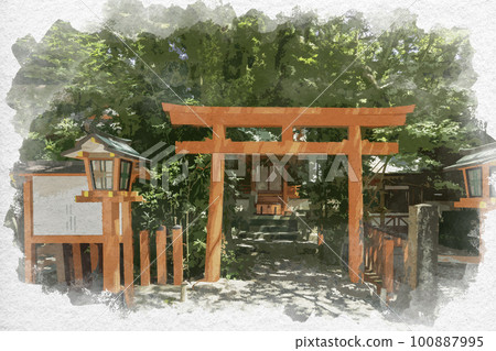 Watercolor-style Shingu Kumano Hayatama Taisha Shrine Ebisu Shrine Shingu City, Wakayama Prefecture 100887995