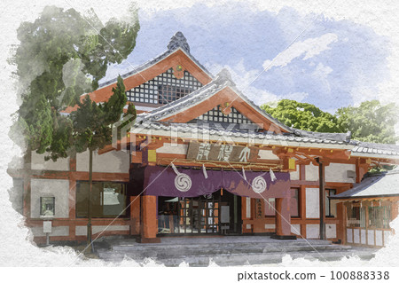 Watercolor-style Shingu, Kumano Hayatama Taisha Taireiden, Shingu City, Wakayama Prefecture Watercolor-style Shingu, Kumano Hayatama Taisha Taireiden, Shingu City, Wakayama Prefecture 100888338