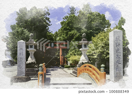 Watercolor-style Shingu Kumano Hayatama Taisha Torii Gate, Shingu City, Wakayama Prefecture Watercolor-style Shingu Kumano Hayatama Taisha Torii Gate, Shingu City, Wakayama Prefecture 100888349