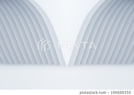White arched wall facade and vertical ground space background 3D rendering 100888350