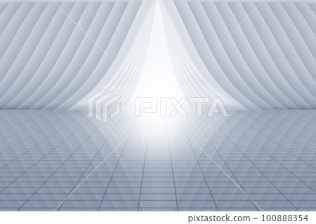 白色拱形牆立面與縱向地面空間背景3D渲染 100888354