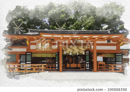 水彩風格的新宮熊野速玉大社禮拜堂新宮市和歌山縣 水彩風格的新宮熊野速玉大社禮拜堂新宮市和歌山縣 100888398