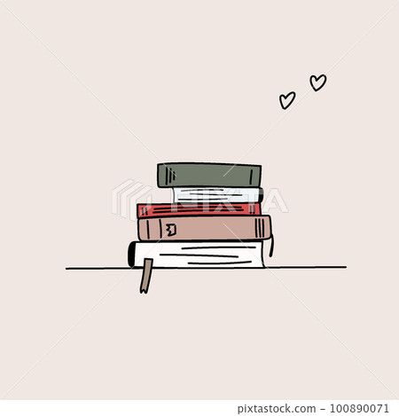 cute illustration i love books with stack of books cute illustration i love books with stack of books 100890071
