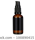 Amber bottle for essential oils and cosmetic products - spray bottle, Mockup isolated on white background 100890415