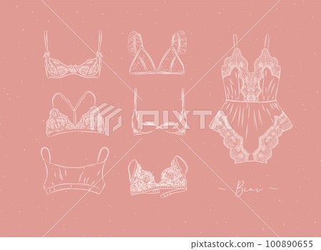 Lace bras collection peach color 100890655