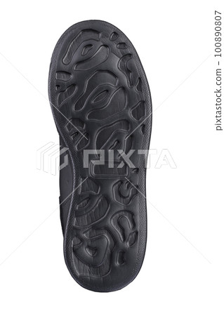 Black sole on a white background. Polyurethane sole Black sole on a white background. Polyurethane sole 100890807