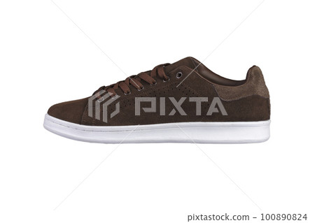 Sport shoes. Brown sneaker on a white background. Shoe. Sport shoes. Brown sneaker on a white background. Shoe. 100890824