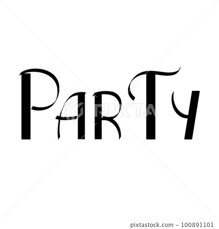 Word Party simple handwritten lettering vector illustration, cute design element for greeting card, invitation, poster, banner, any design purposes 100891101