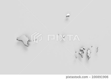 Three-dimensional bird view blank map Used for presentation materials, etc. Okinawa Prefecture [Kumejima-Kerama Islands] 100891906