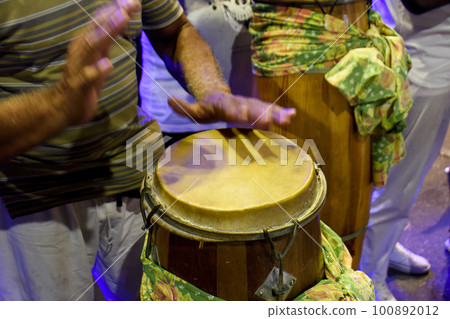 Hand drums called atabaque in Brazil used during a Umbanda ceremony Hand drums called atabaque in Brazil used during a Umbanda ceremony 100892012